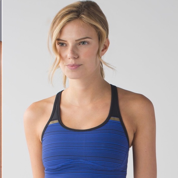 Lululemon blue striped sweaty or not ll sports bra - Picture 2 of 8